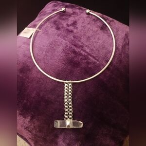 !!NWT Elly Preston Jewelry Choker With Braided Pendant Rose Quartz Stone
